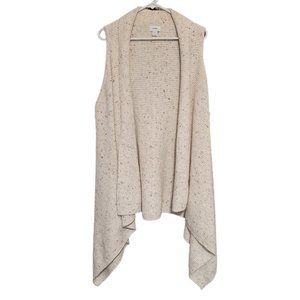 Cream knit jagged edge long sweater vest